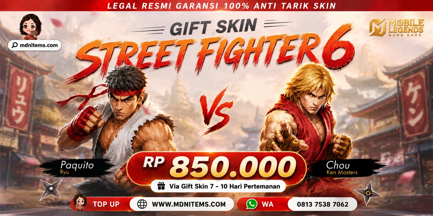 Jasa Gift Skin Kolaborasi Street Fighter MLBB